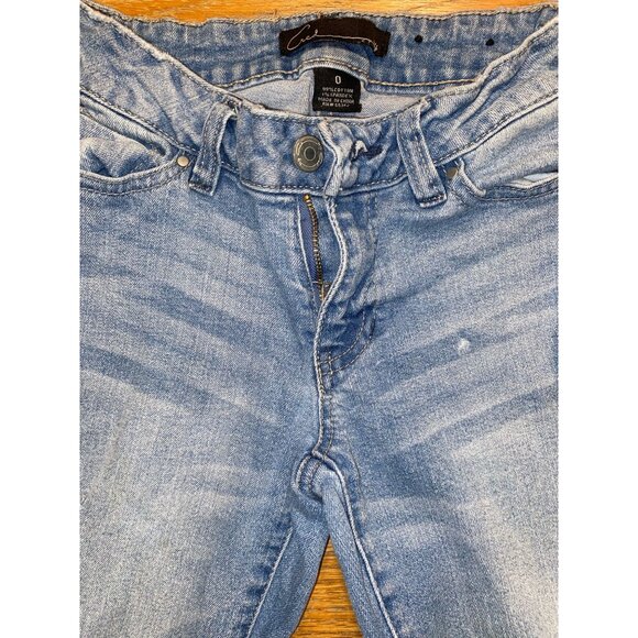 Vintage Skinny Low Rise Distressed Light Wash Denim Jeans Size 0 - Picture 2 of 4